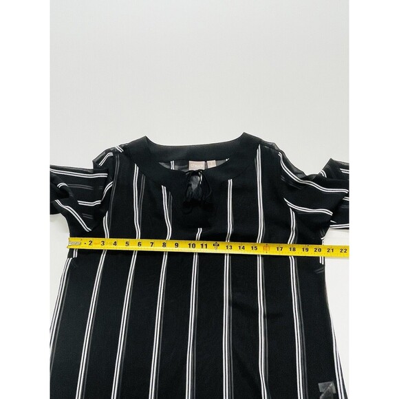 Chico's Black‎ White Stripe Sheer 3/4 Sleeve Blouse Shirt Top Womens 1 Medium 8 - Picture 11 of 14
